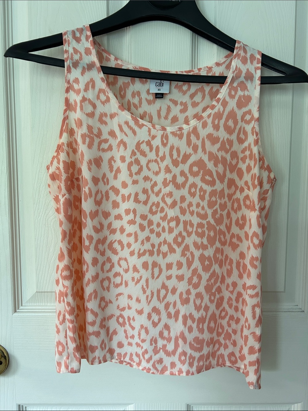 CAbi Cream and Coral Leopard-Print Sleeveless Tank